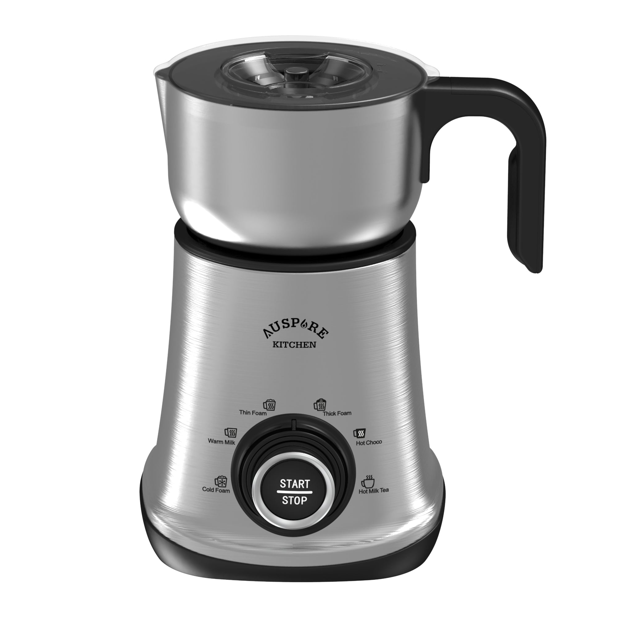 AUSPURE Milk Frother Advanced, Hot and Cold Milk Foam Maker, Milk Jug, 6-in-1 Modes