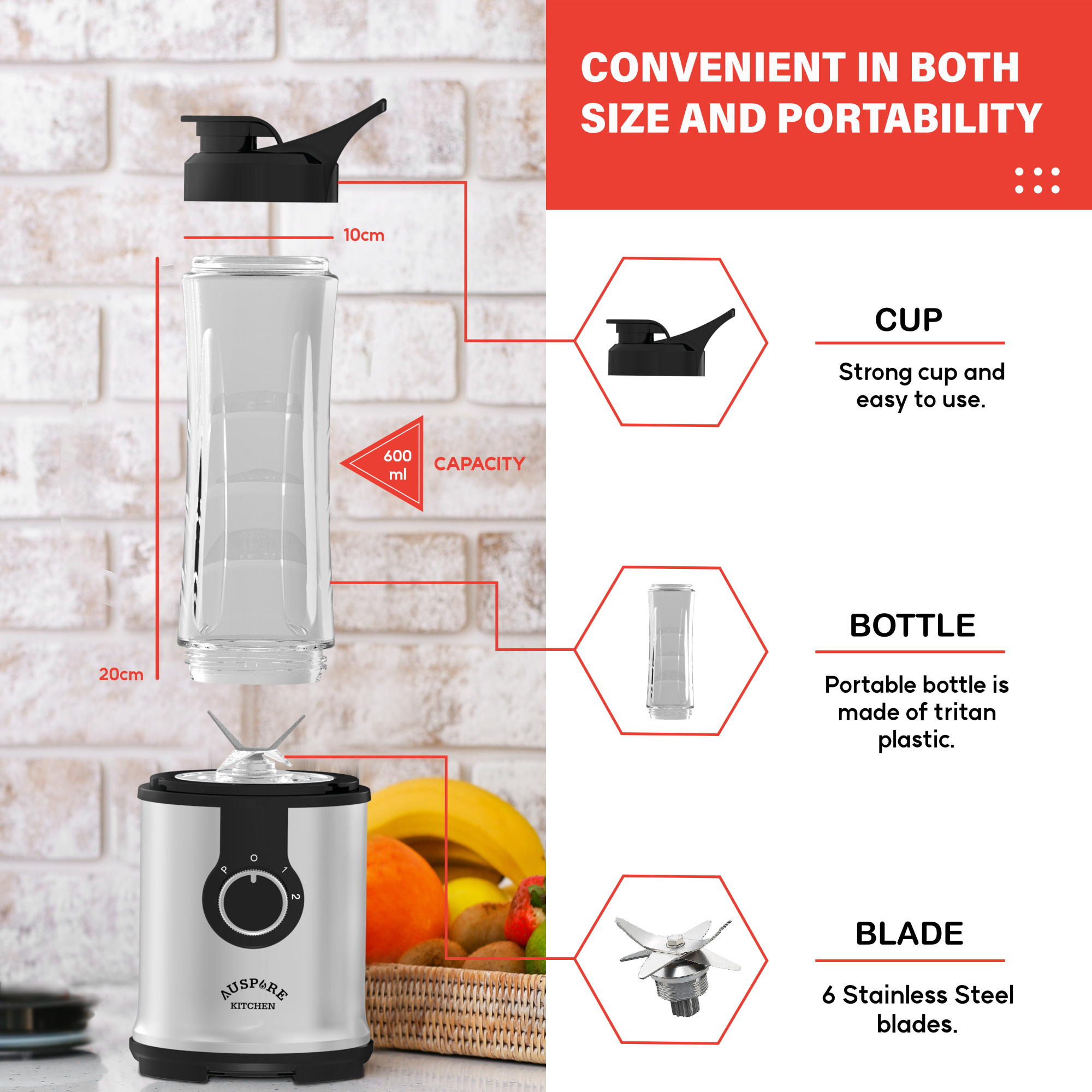 AUSPURE Coffee Grinder and Blender, AusGrind-P09B