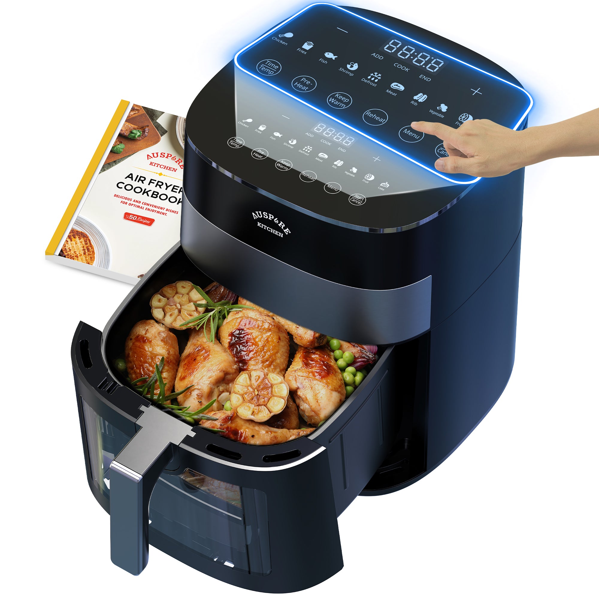 AUSPURE Air Fryer 7L Premium Digital, X Cyclone Tech, 10 Cooking