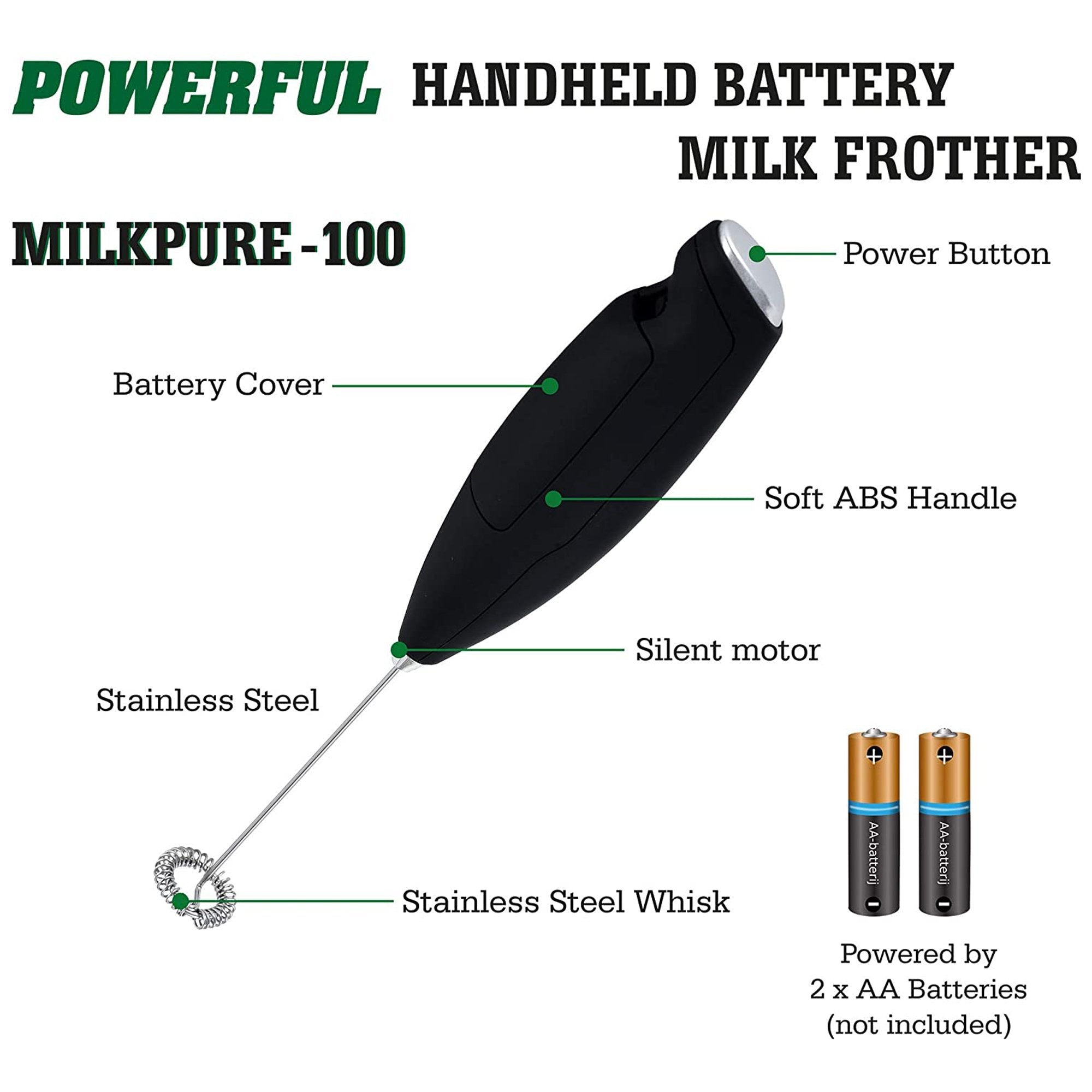 AUSPURE Milk Frother, Milkpure-100BK