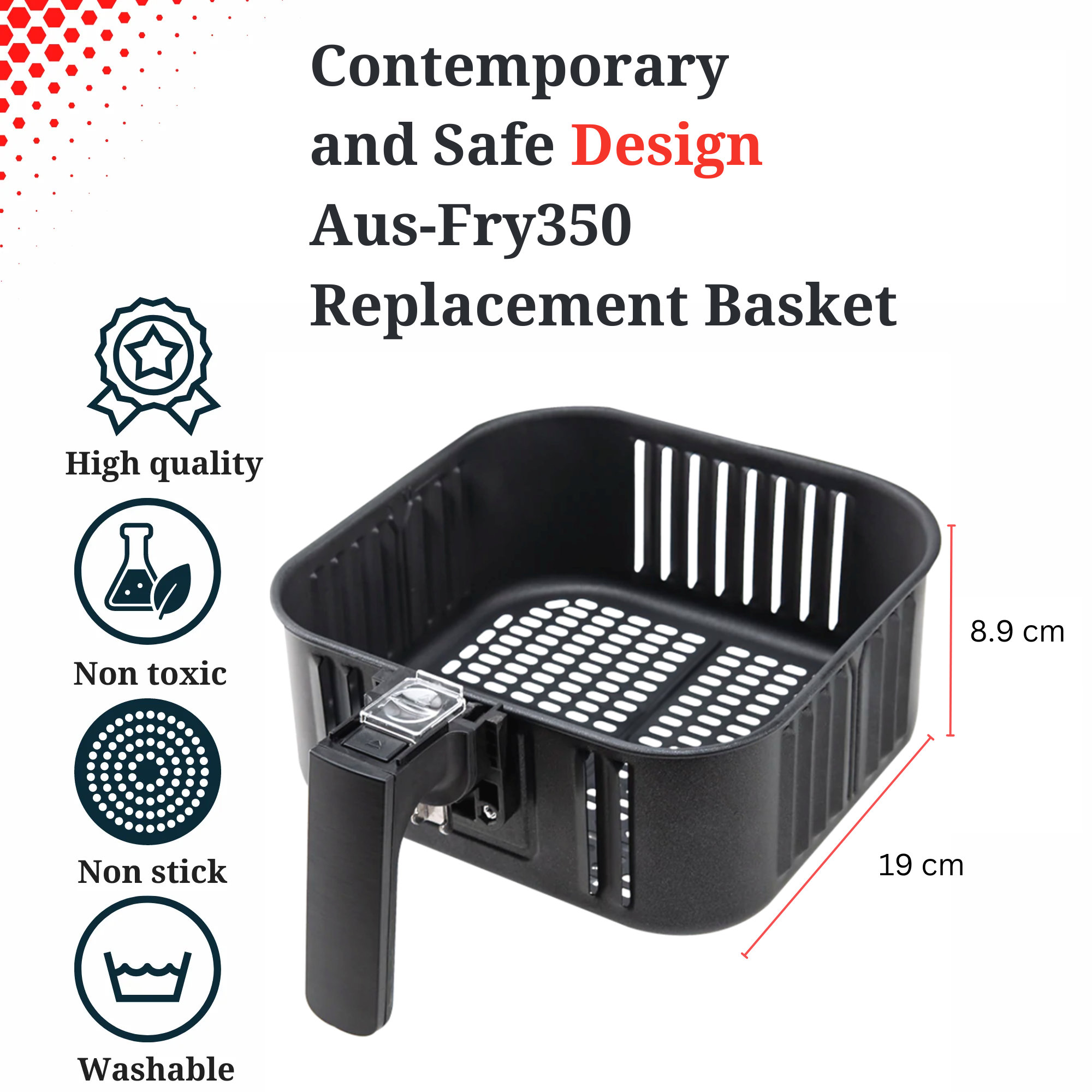 AUSPURE Air Fryer Basket 3.5L Aus-Fry350BA
