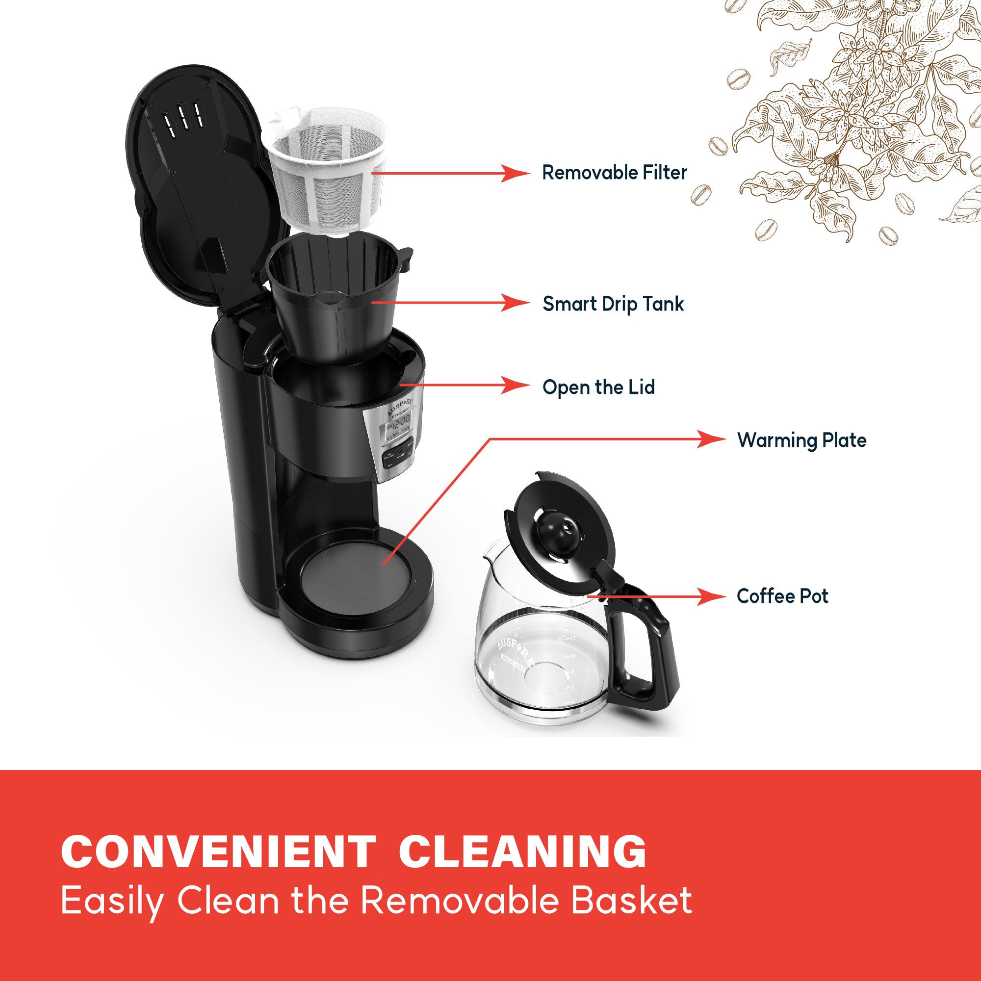 AUSPURE Easy Drip Coffee Maker