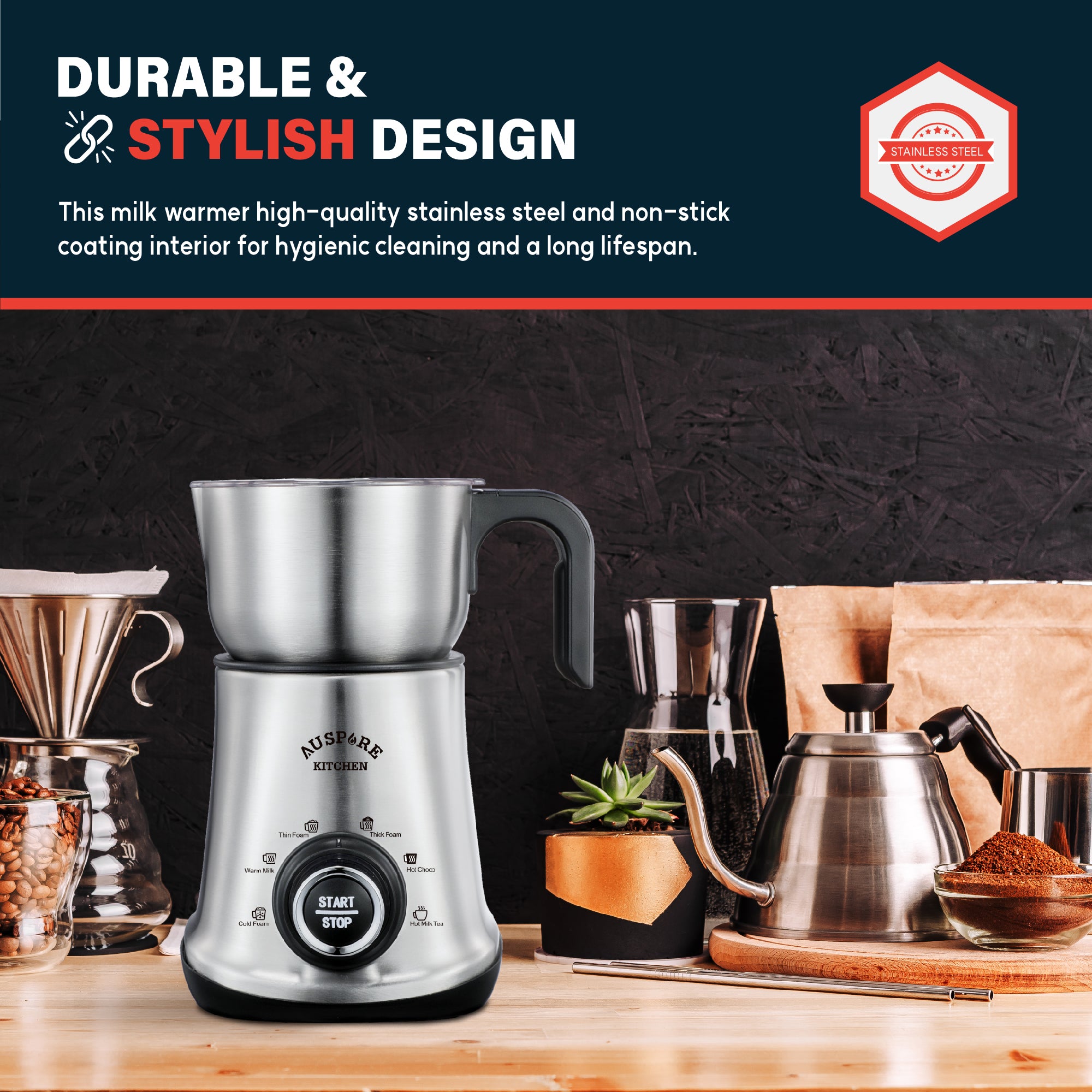 AUSPURE Advanced Cafe Milk Frother, AusFroth-06