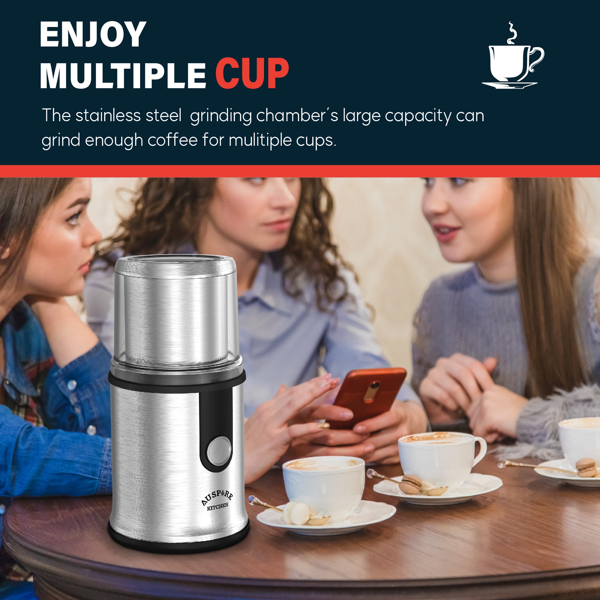 AUSPURE Electric Coffee and Spice Grinder