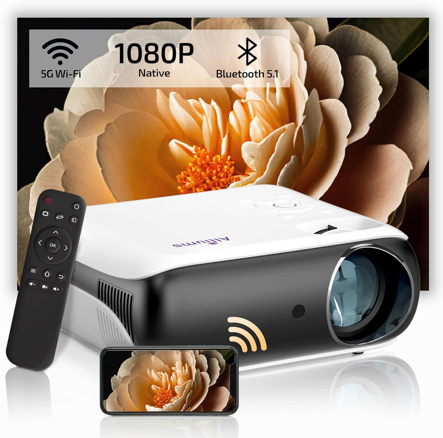 AUSPURE 4K Projector with 10,000 Lumens, 300"Inch Screen Size