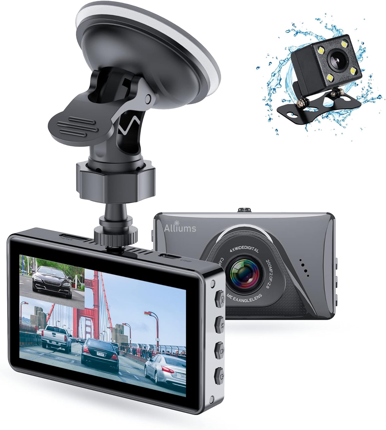 AUSPURE Dual Dash Camera with 1080P, 170° Wide Angle