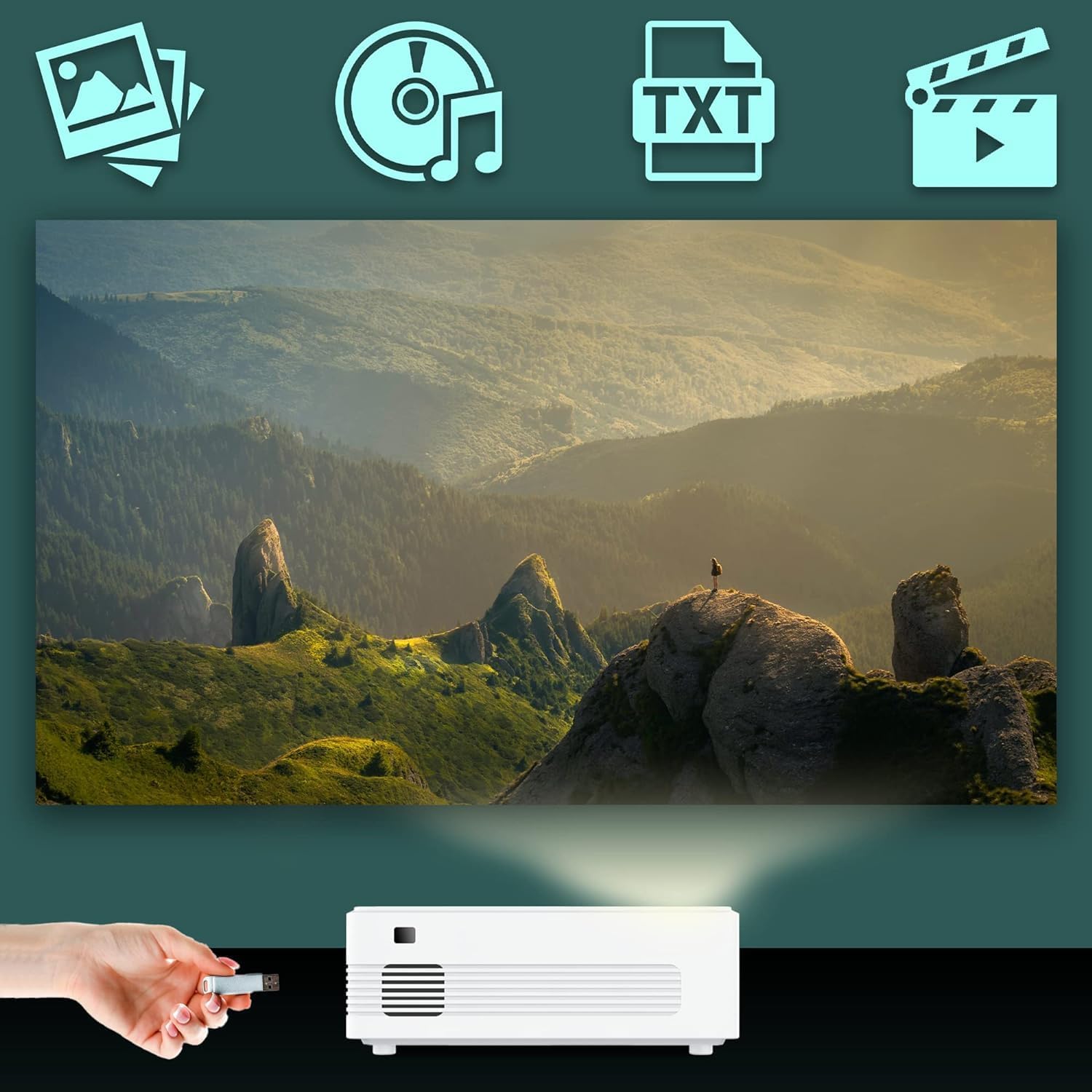 AUSPURE Native 1080P Mini Projector with 8500 Lumens