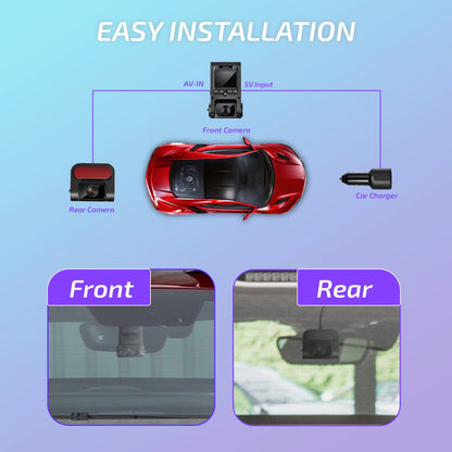 AUSPURE Dash Cam 2.5K Duo Front and Rear Dash Cameras