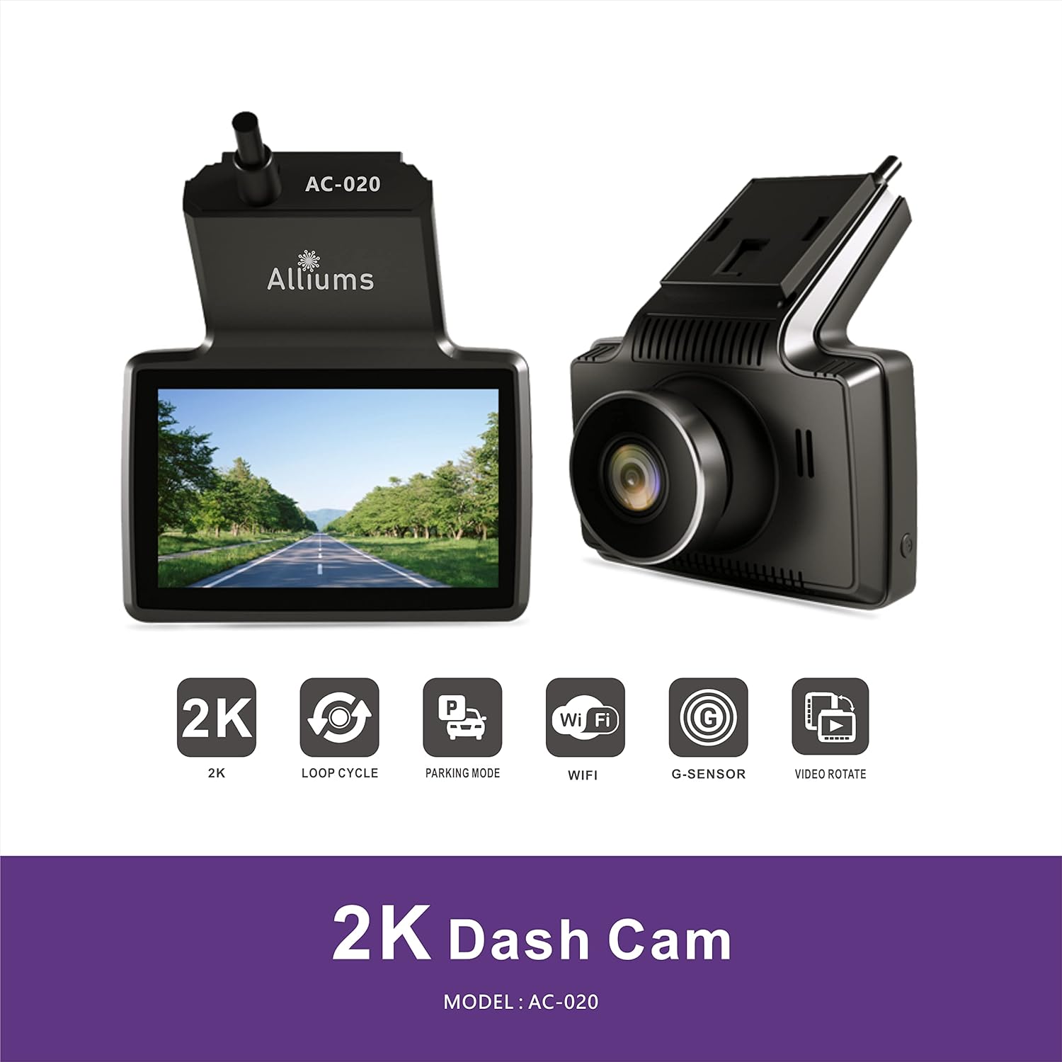 AUSPURE 2K Dash Cam with Front and Rear Camera