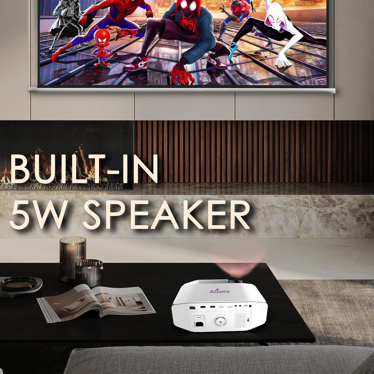 AUSPURE 4K Projector with Wi-Fi & Bluetooth