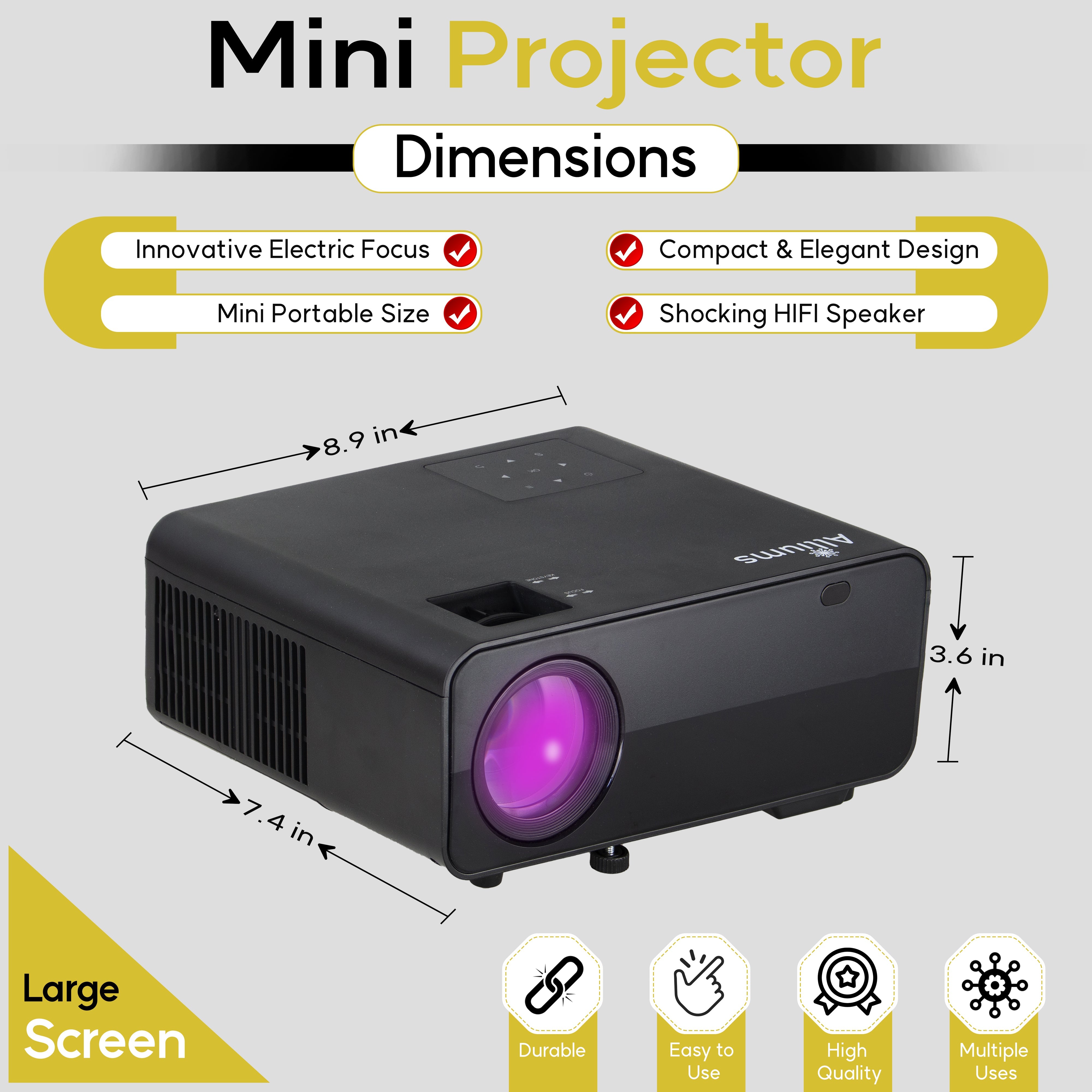 Mini Portable Projector with 1080p screen Full HD Resolution