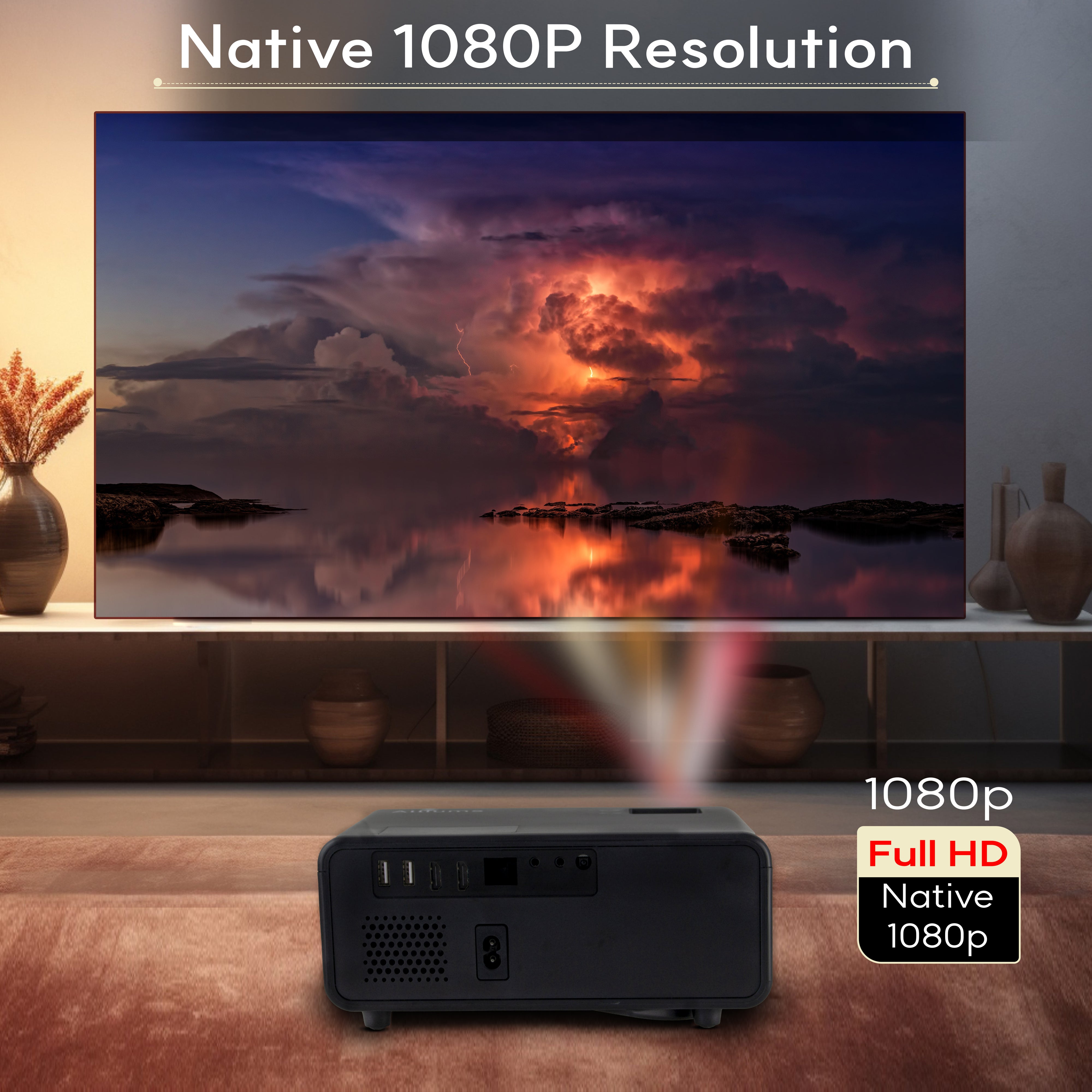 Mini Portable Projector with 1080p screen Full HD Resolution