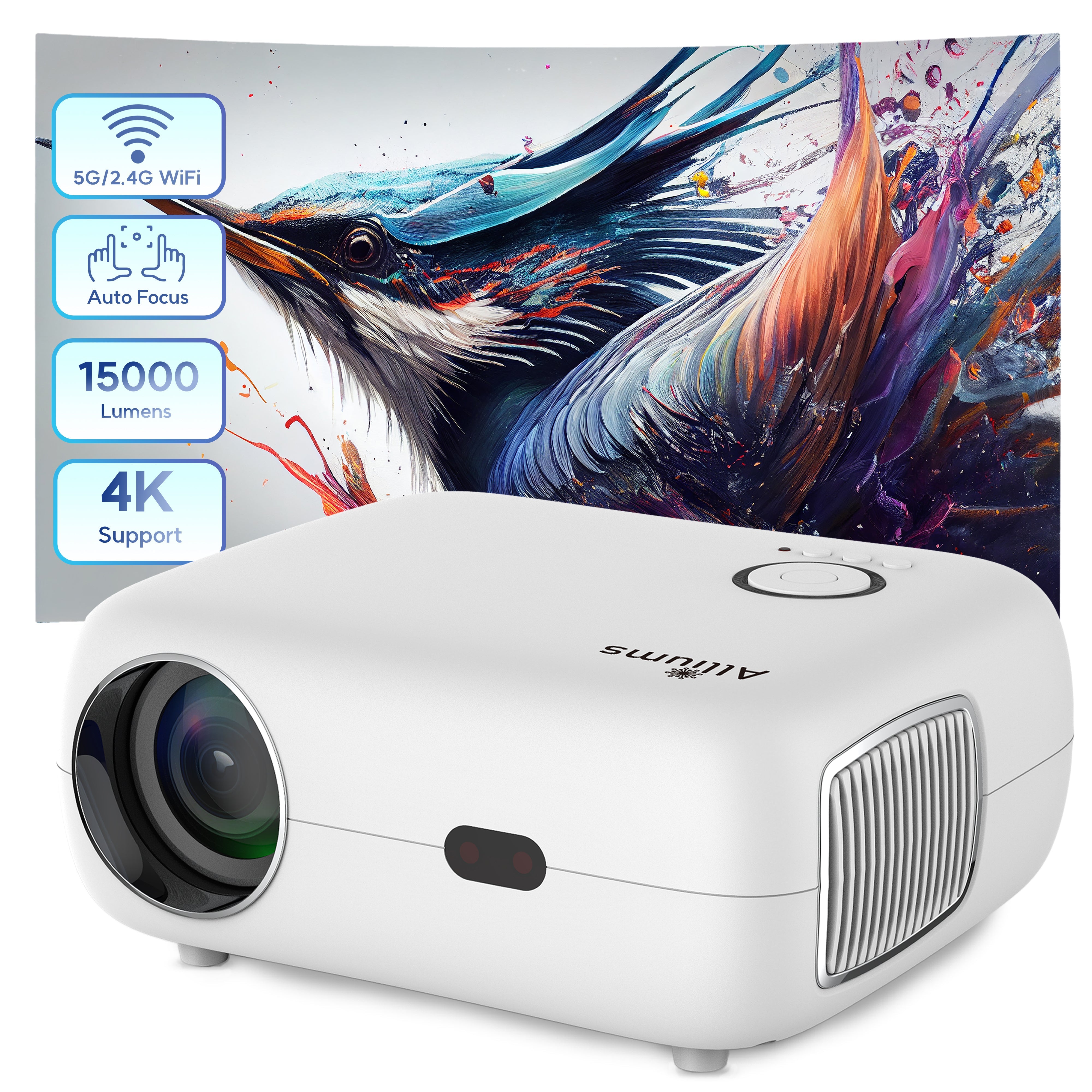 AUSPURE Mini Projector with 1080p Full HD Resolution & Wi-Fi