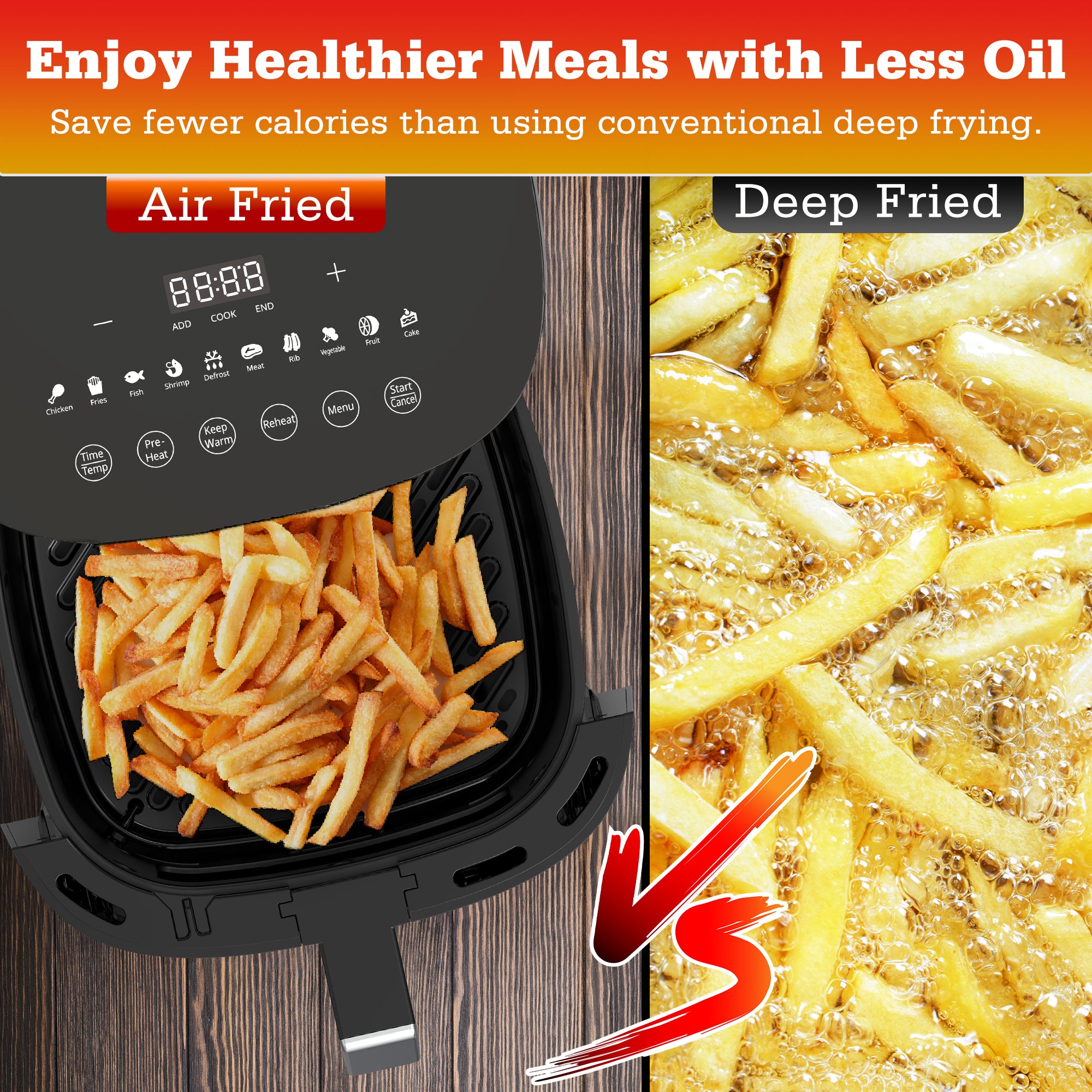 AUSPURE Air Fryer 7L Premium Digital, X Cyclone Tech, 10 Cooking Functions