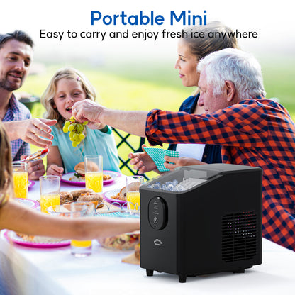 Auspure Ice Maker, Smart Indicators & Compact Design, Black